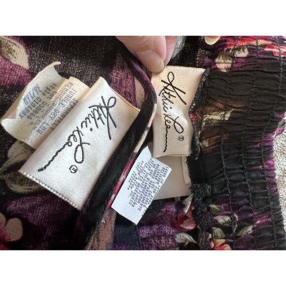 Vtg KATHIE LEE Black Red Tropical FLORAL 2 Piece Set Rayon Top Skirt PLUS 16W - Picture 7 of 8